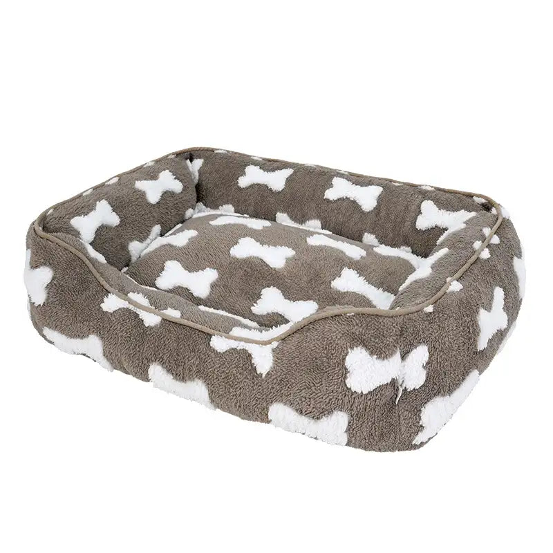 Plüsch Knochenmuster Quadrat Tiefer Schlaf Hundebett
