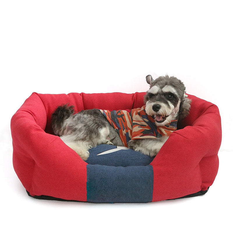 Modisches, ganzjähriges, warmes, kuscheliges Hundebett in kontrastierenden Farben