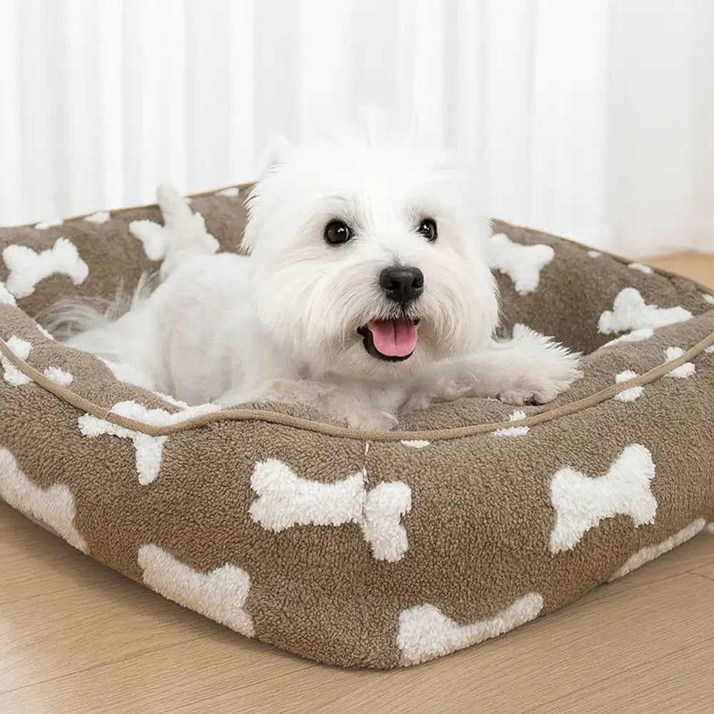 Plüsch Knochenmuster Quadrat Tiefer Schlaf Hundebett