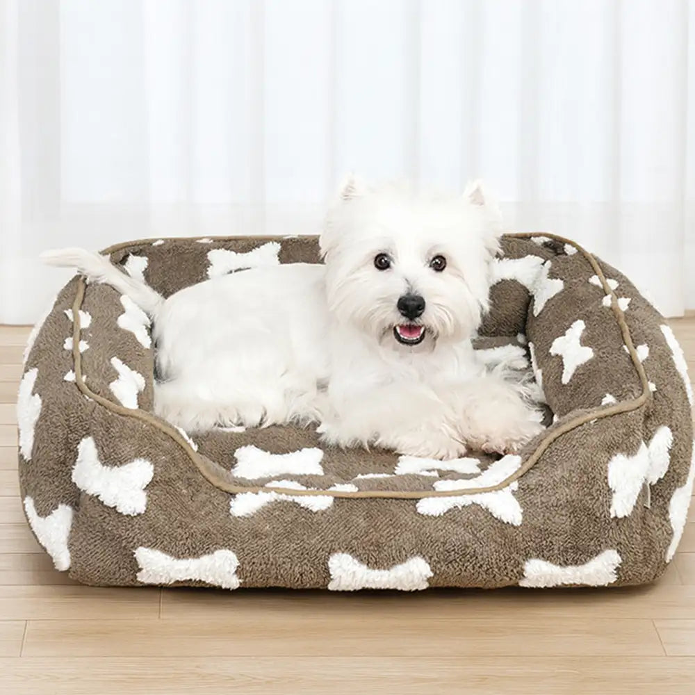 Plüsch Knochenmuster Quadrat Tiefer Schlaf Hundebett