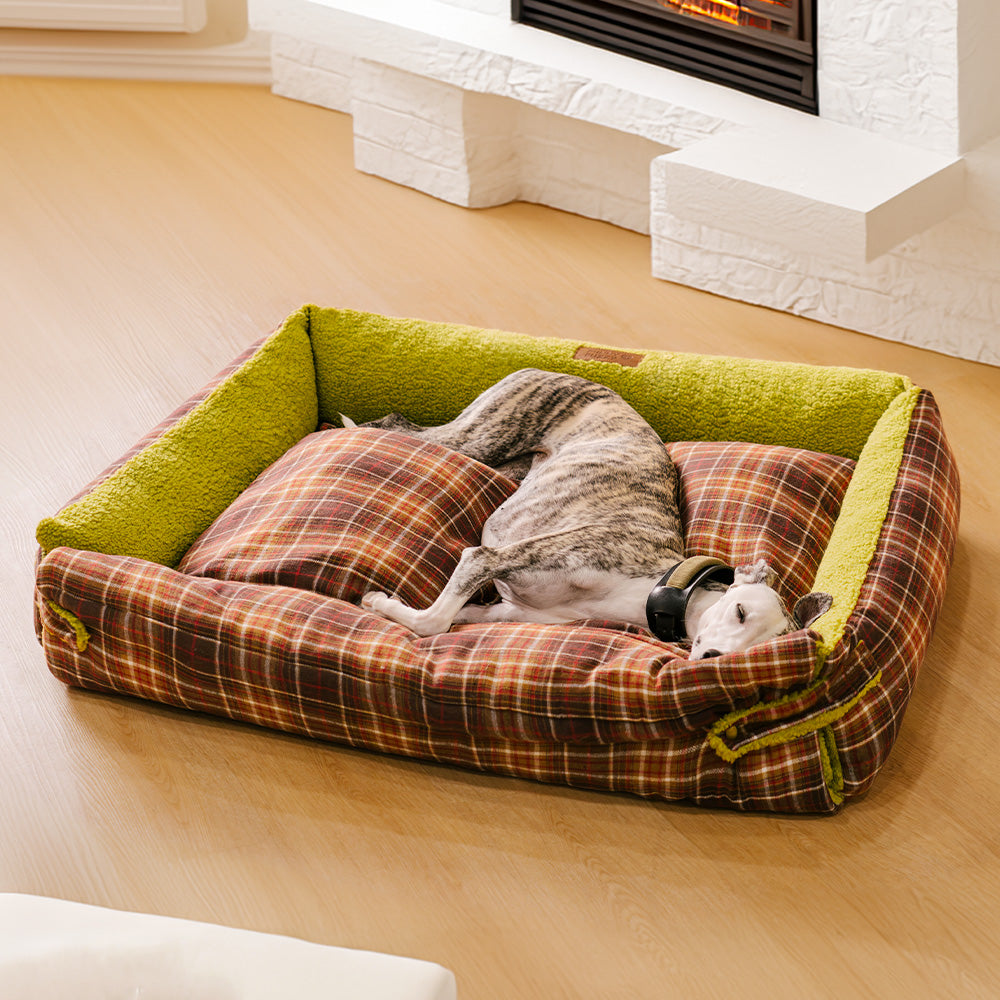 Große Waschbare Hundebettdecke im Vintage-Tartan-Stil Faltbar – Avocuddle