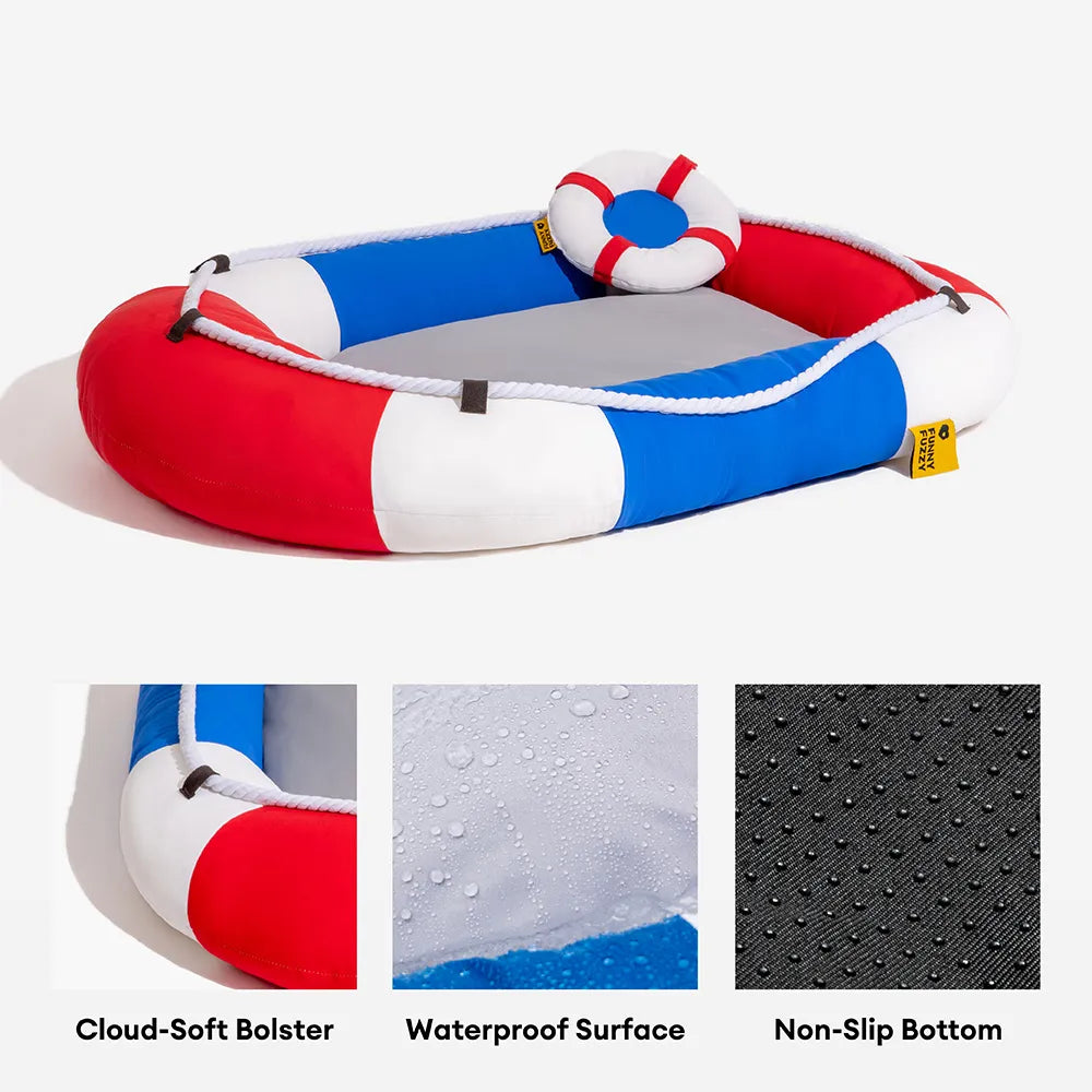Sommerliche, kühlende, wasserdichte, bootförmige Tierliege oder Kissen – Chill Raft