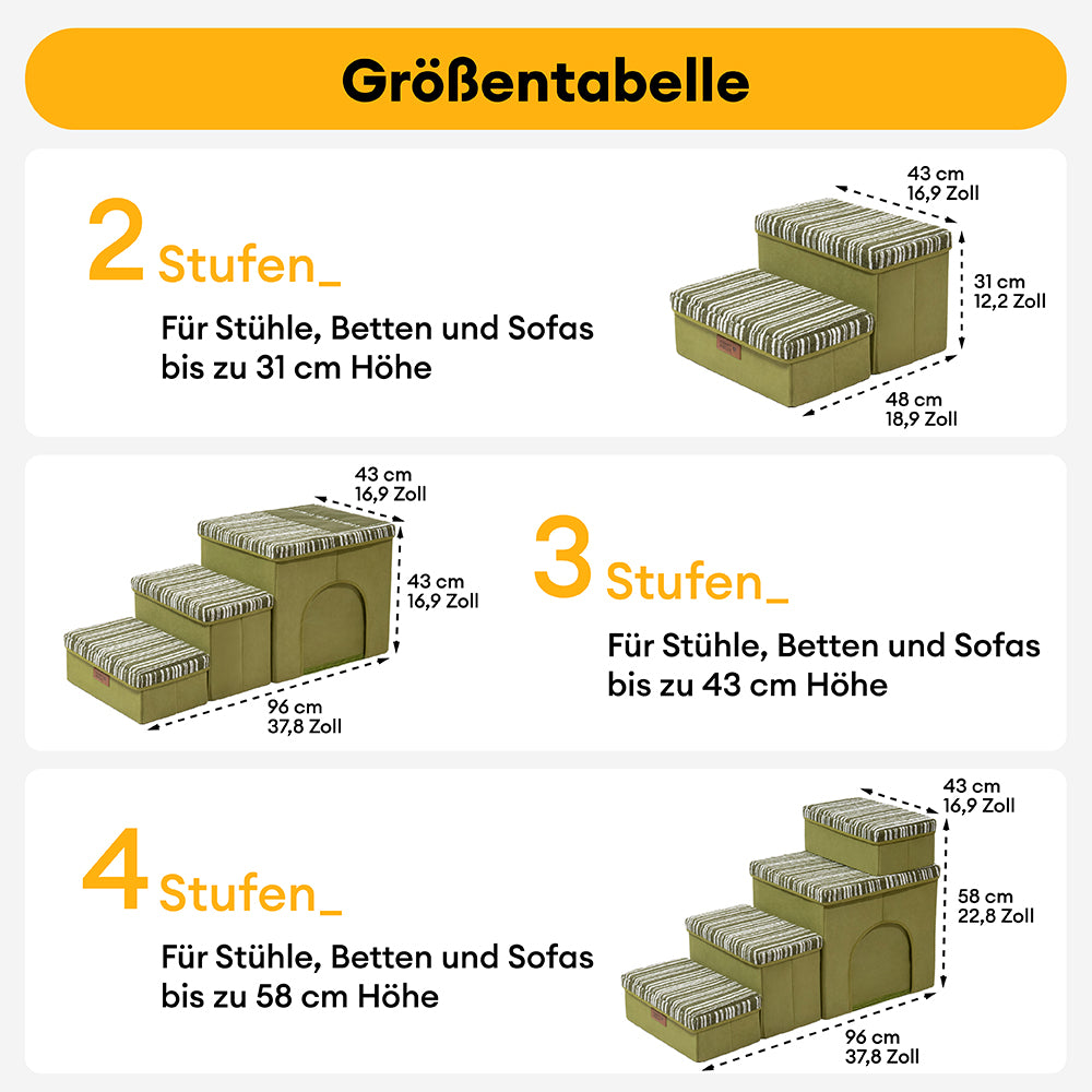Klappbare Hundetreppe mit Stauraum und Wohnung - Funnyfuzzy SnugNest
