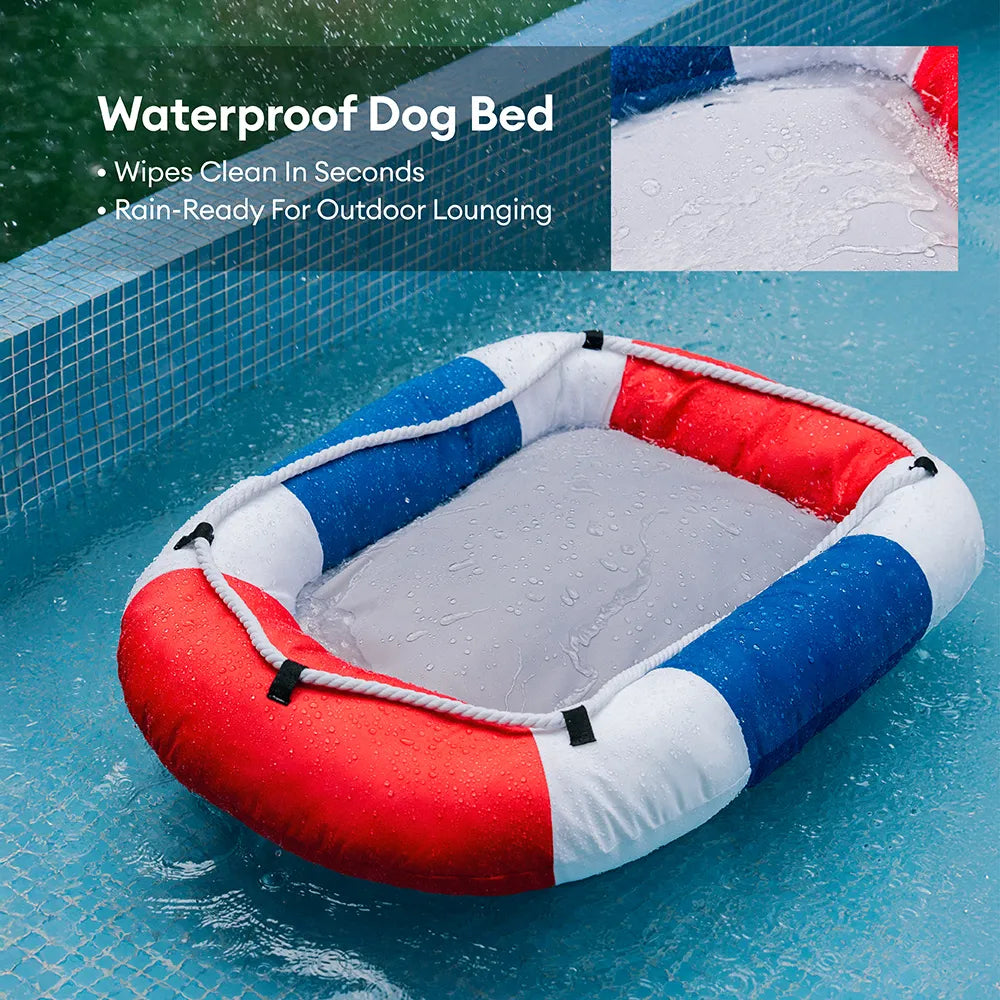 Sommerliche, kühlende, wasserdichte, bootförmige Tierliege oder Kissen – Chill Raft