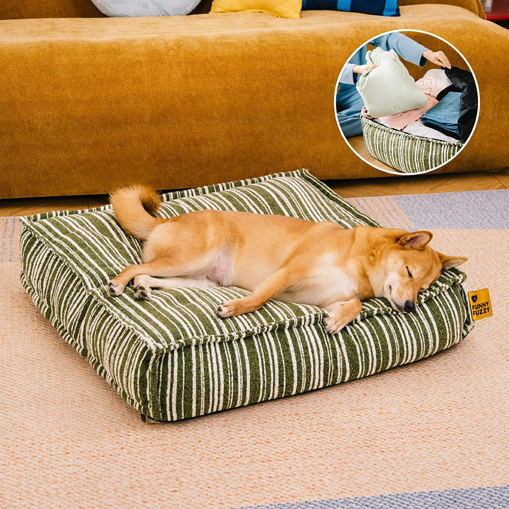 Nachhaltiger Stauraum Pouf Ottoman & Hundebett - Funnyfuzzy SnugNest