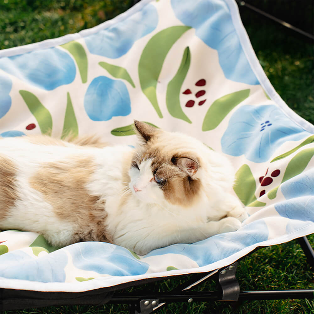 Feuchtigkeitsbeständiges Faltbares Campingbett für Katzen und Hunde mit Blumenmuster