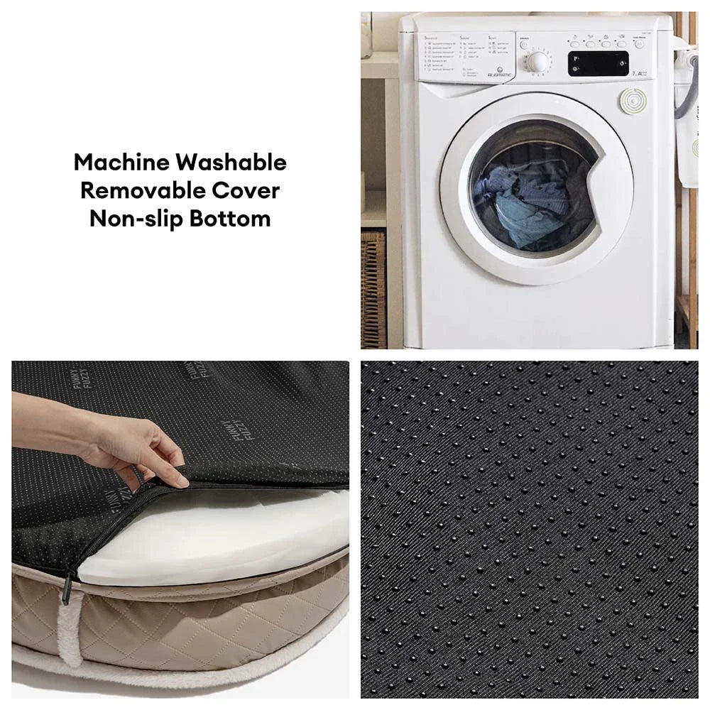Deluxe Kunstleder & Plüsch Abnehmbares Orthopädisches Donut Hundebett - WarmNest