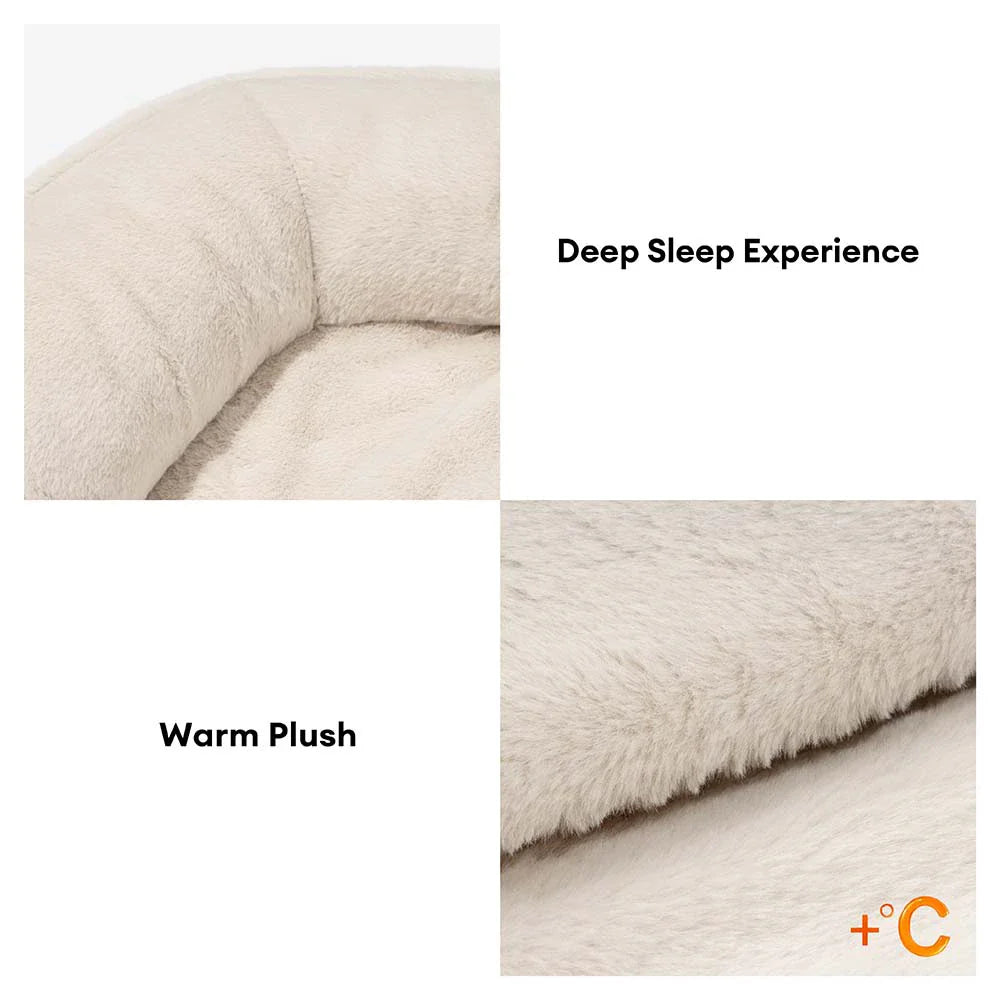 Deluxe Kunstleder & Plüsch Abnehmbares Orthopädisches Donut Hundebett - WarmNest