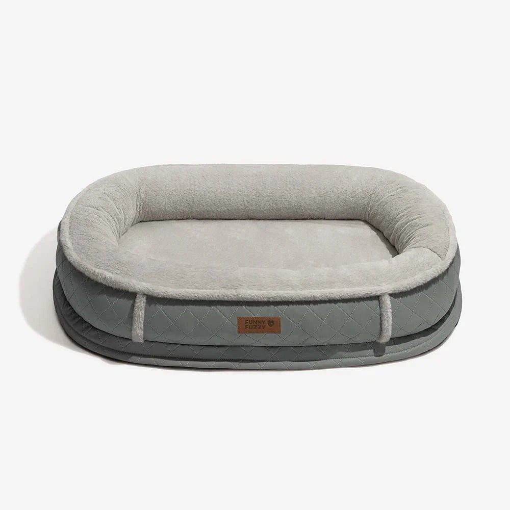 Deluxe Kunstleder & Plüsch Abnehmbares Orthopädisches Donut Hundebett - WarmNest