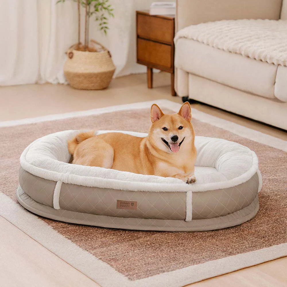 Deluxe Kunstleder & Plüsch Abnehmbares Orthopädisches Donut Hundebett - WarmNest