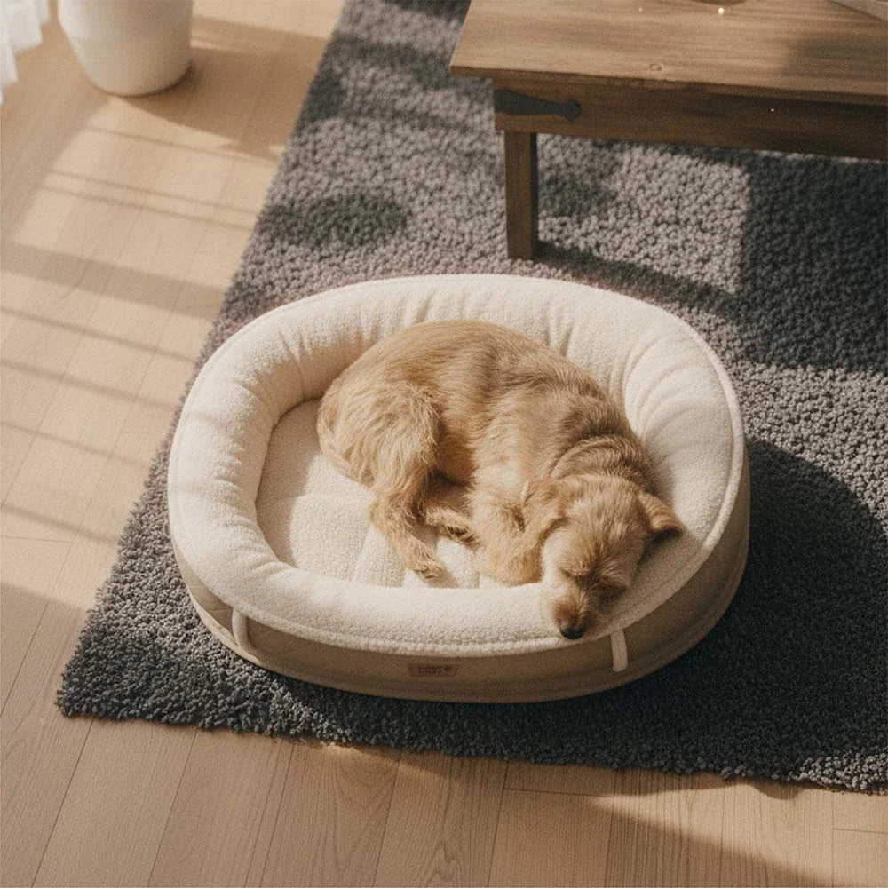 Deluxe Kunstleder & Plüsch Abnehmbares Orthopädisches Donut Hundebett - WarmNest