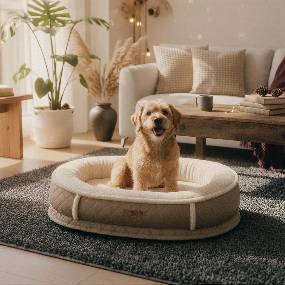 Deluxe Kunstleder & Plüsch Abnehmbares Orthopädisches Donut Hundebett - WarmNest