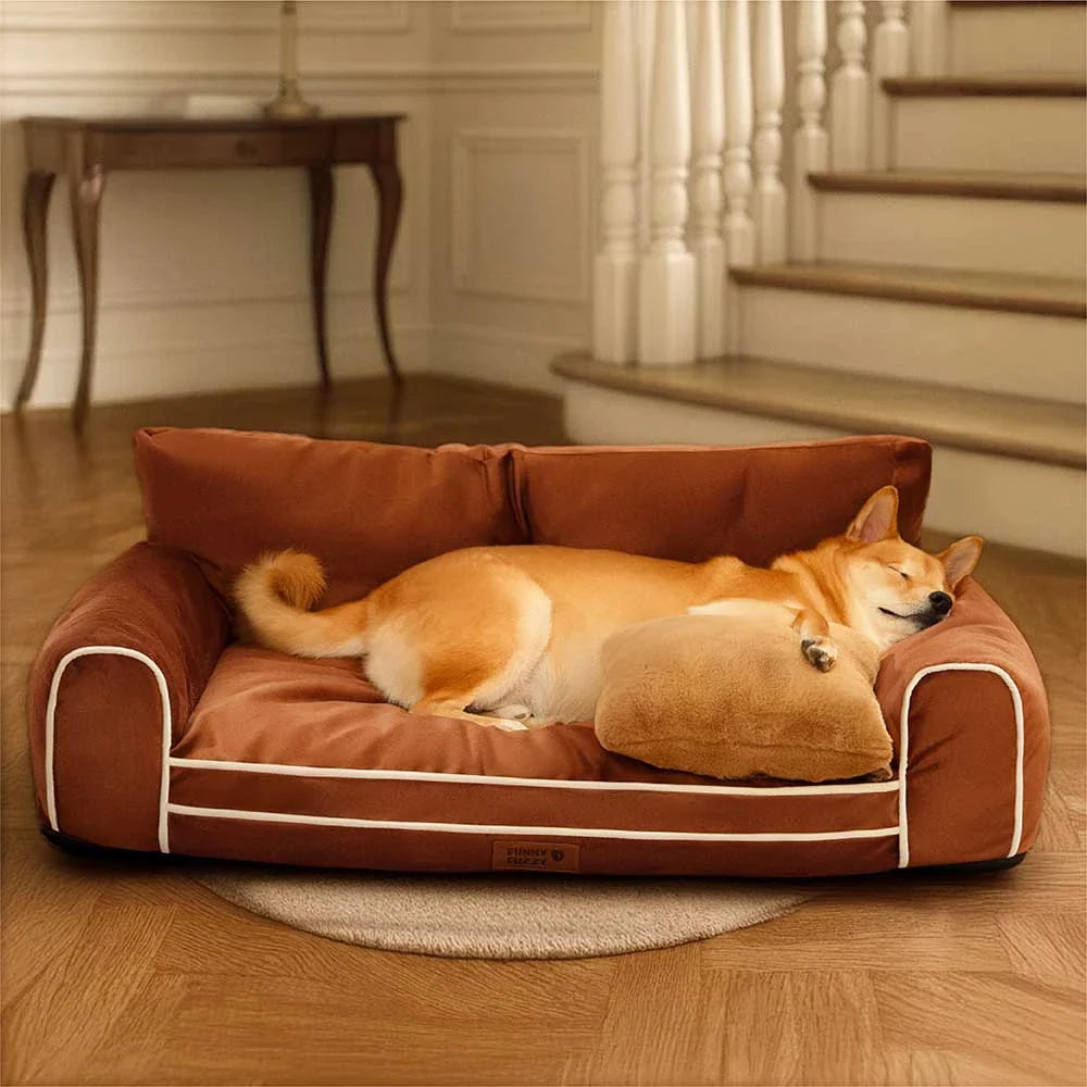 Deluxe Seidensamt Abnehmbares Bolster Orthopädisches Hundebett mit Kissen - RegalRest