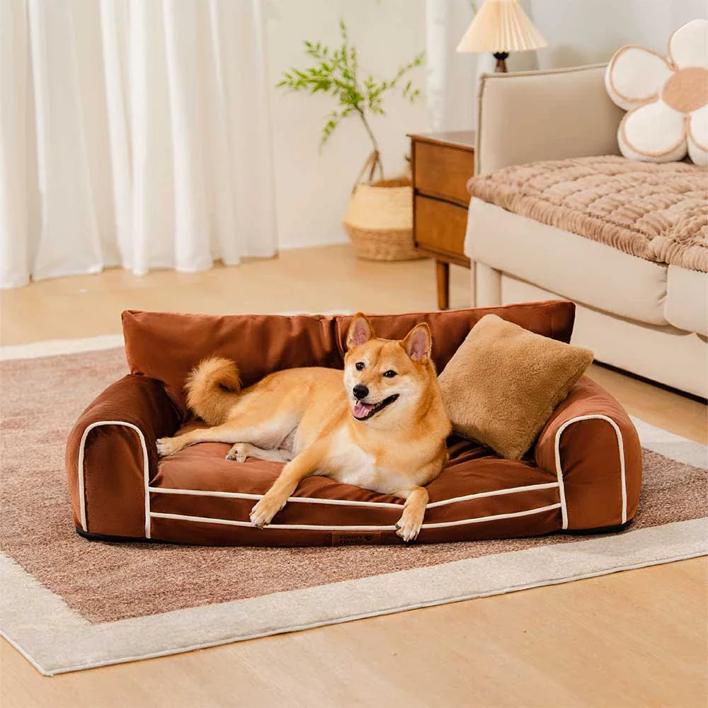Deluxe Seidensamt Abnehmbares Bolster Orthopädisches Hundebett mit Kissen - RegalRest