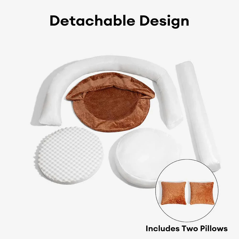 Luxe Diamond Velvet Abnehmbares Orthopädisches Donut-Hundebett mit Kissen - DreamNest