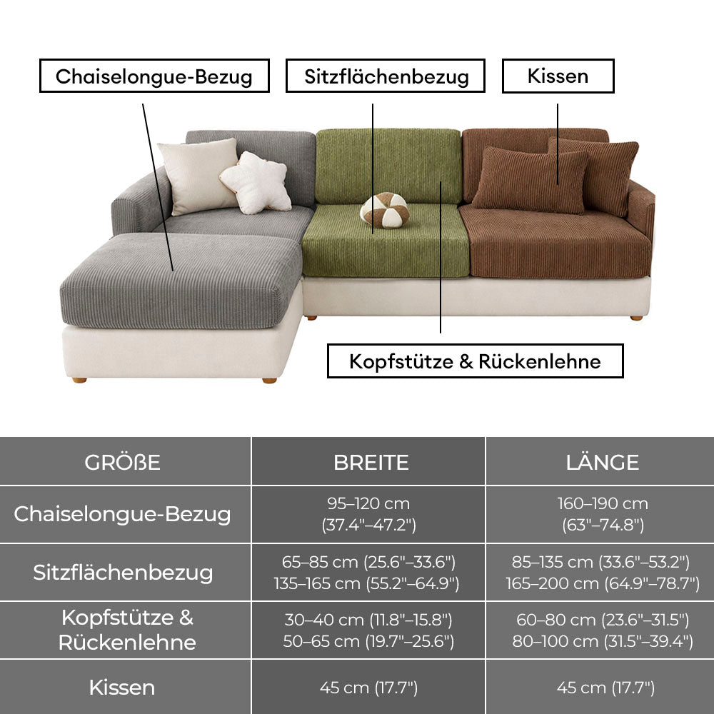Kratzfester Elastischer Sofabezug aus Cord mit Vertikalen Streifen