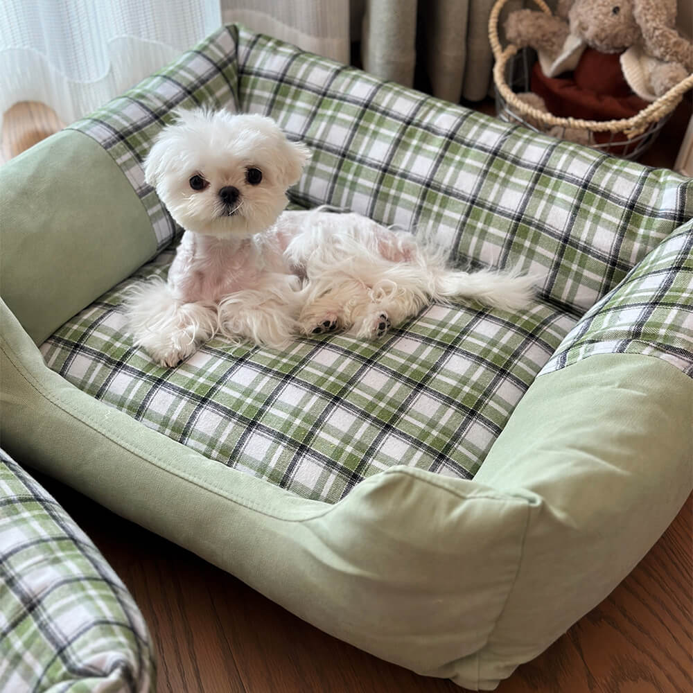 Orthopädisches Rutschfestes Waschbares Hunde- und Katzenbett aus Plüsch im Gingham-Stil