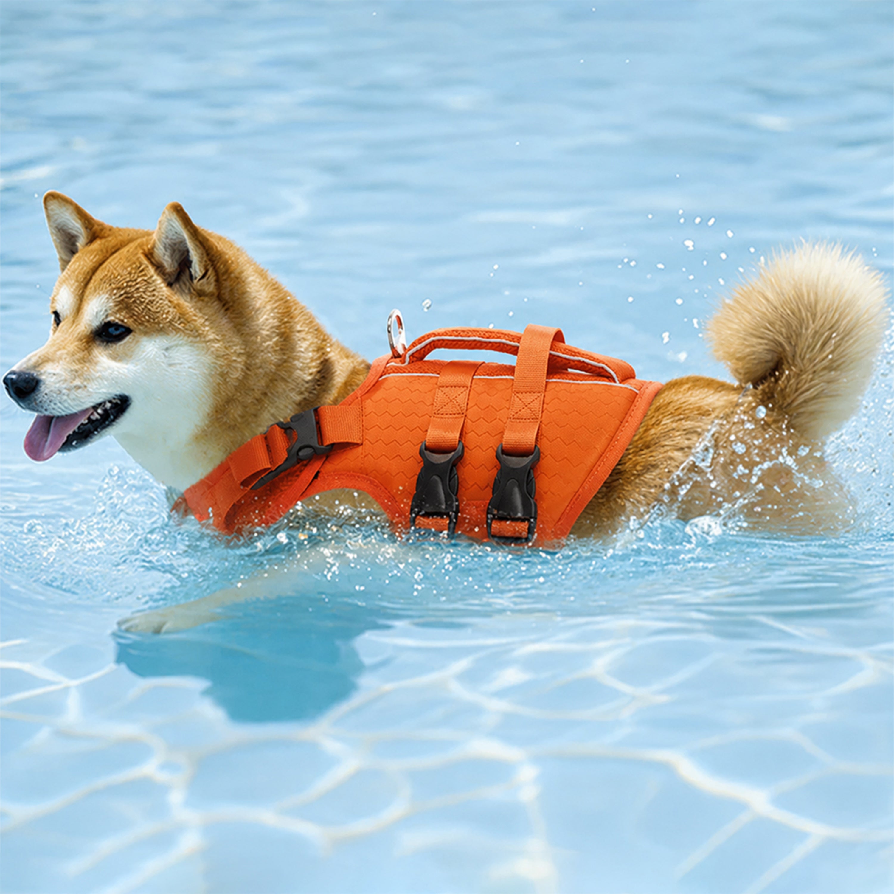 Verstellbare Hundeschwimmweste mit reflektierenden Streifen für mittelgroße und große Hunde