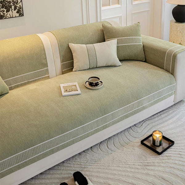 Kratzfester Sofabezug aus Chenille-Jacquard mit breitem Kantendesign