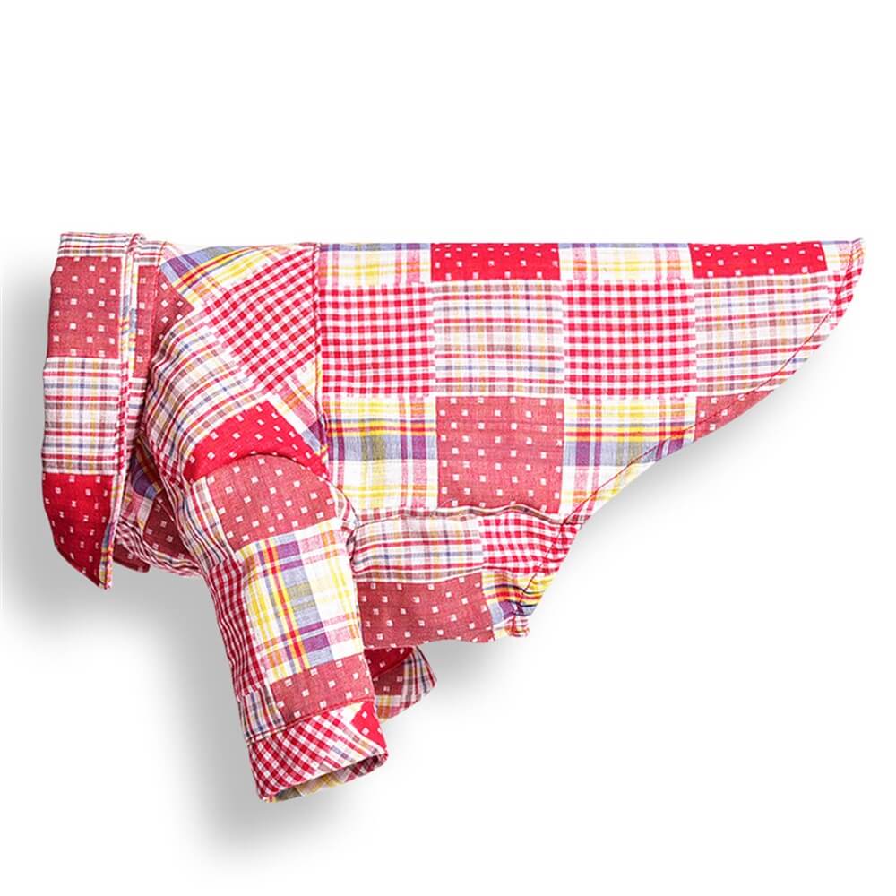 Rot & Blau Patchwork Plaid Hund Shirt - klassische und gemütliche Haustier Bekleidung