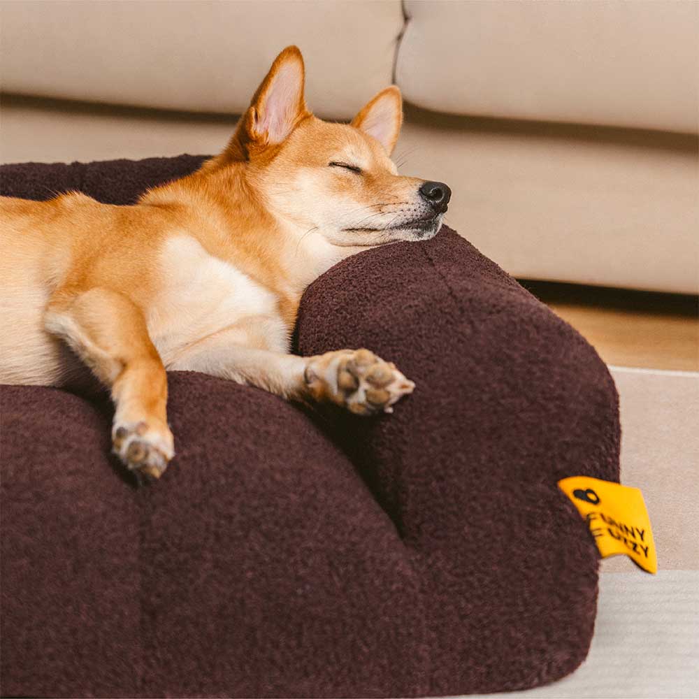 Großes Weiches Stützendes Orthopädisches Hundesofabett mit Kopfstütze - Cloudy Napper