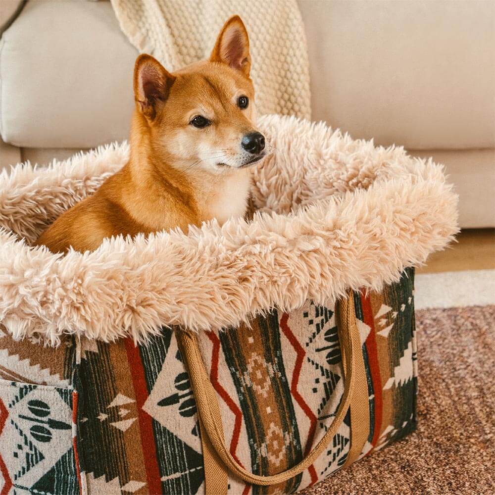 Großer Wendbarer Ganzjahres-Haustierträger und Kuschelschlafsack für Hunde im Indie-Boho-Stil – Wondernap