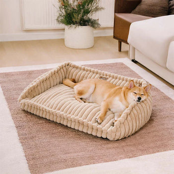 Orthopädisches Plüsch-Hundesofa mit abnehmbarem Keilpolster – CozySlope