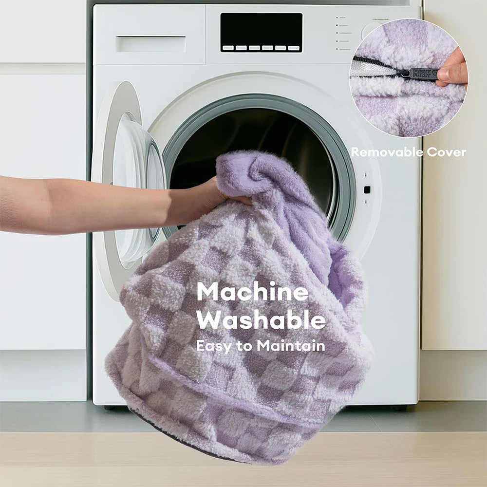 Karierter Flauschiger Warmer Waschbarer Orthopädischer Hundebolsterbett – CloudNooki