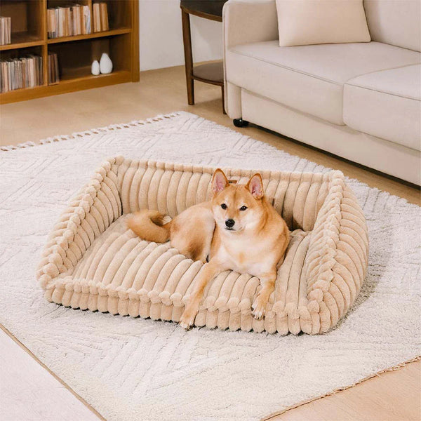 Orthopädisches Plüsch-Hundesofa mit abnehmbarem Keilpolster – CozySlope