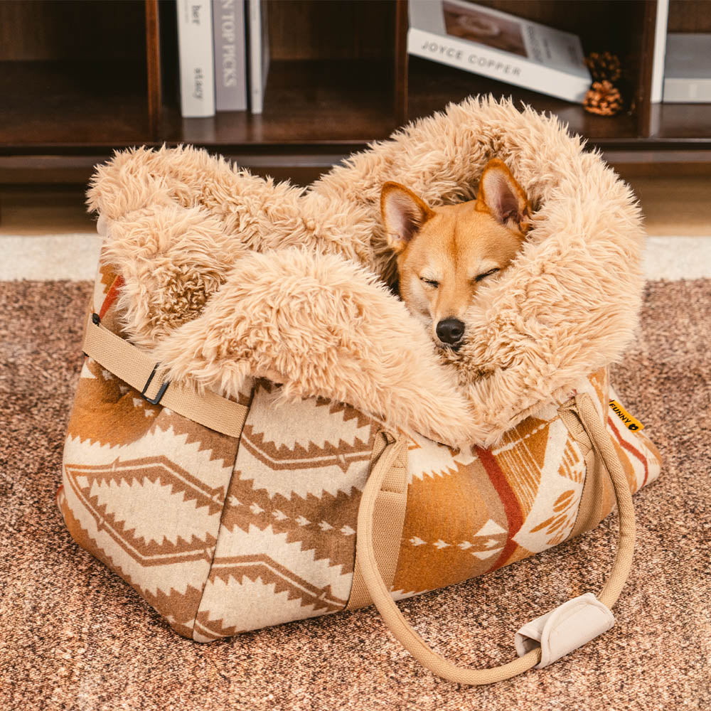 Großer Wendbarer Ganzjahres-Haustierträger und Kuschelschlafsack für Hunde im Indie-Boho-Stil – Wondernap