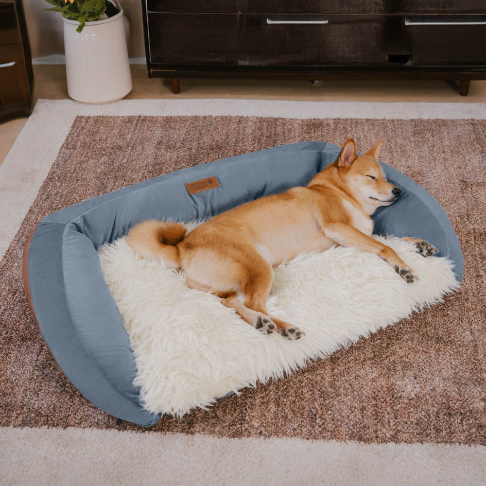 Großes Waschbares Flauschiges Gemütliches Nackenkissen für Hundeschlafsofa Denim-Cowboy