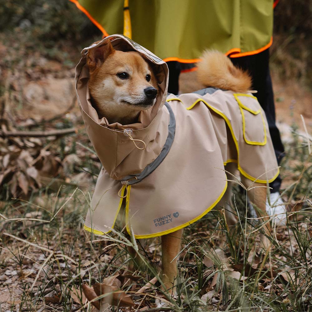 Verstellbarer Reflektierender Wasserdichter Regenmantel mit Tasche für Hunde und Menschen