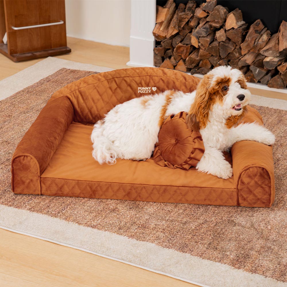 Rosa Gemütliches Hundesofa mit Nackenrolle - Prinzessin Lord