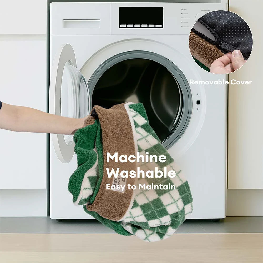 Orthopädisches Sherpa-Sofabett für Hunde und Katzen mit Diamantmuster – Farbe Kakaokiefer