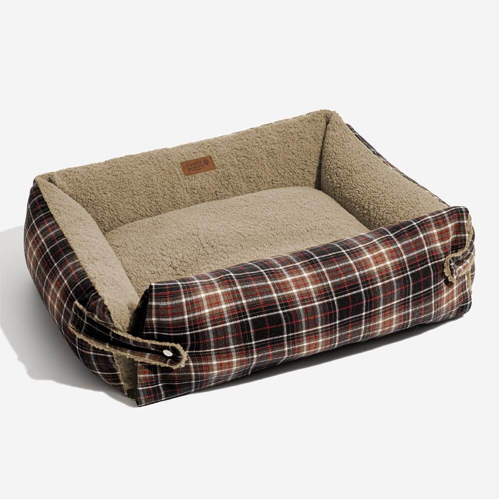 Große Waschbare Hundebettdecke im Vintage-Tartan-Stil Faltbar – Avocuddle