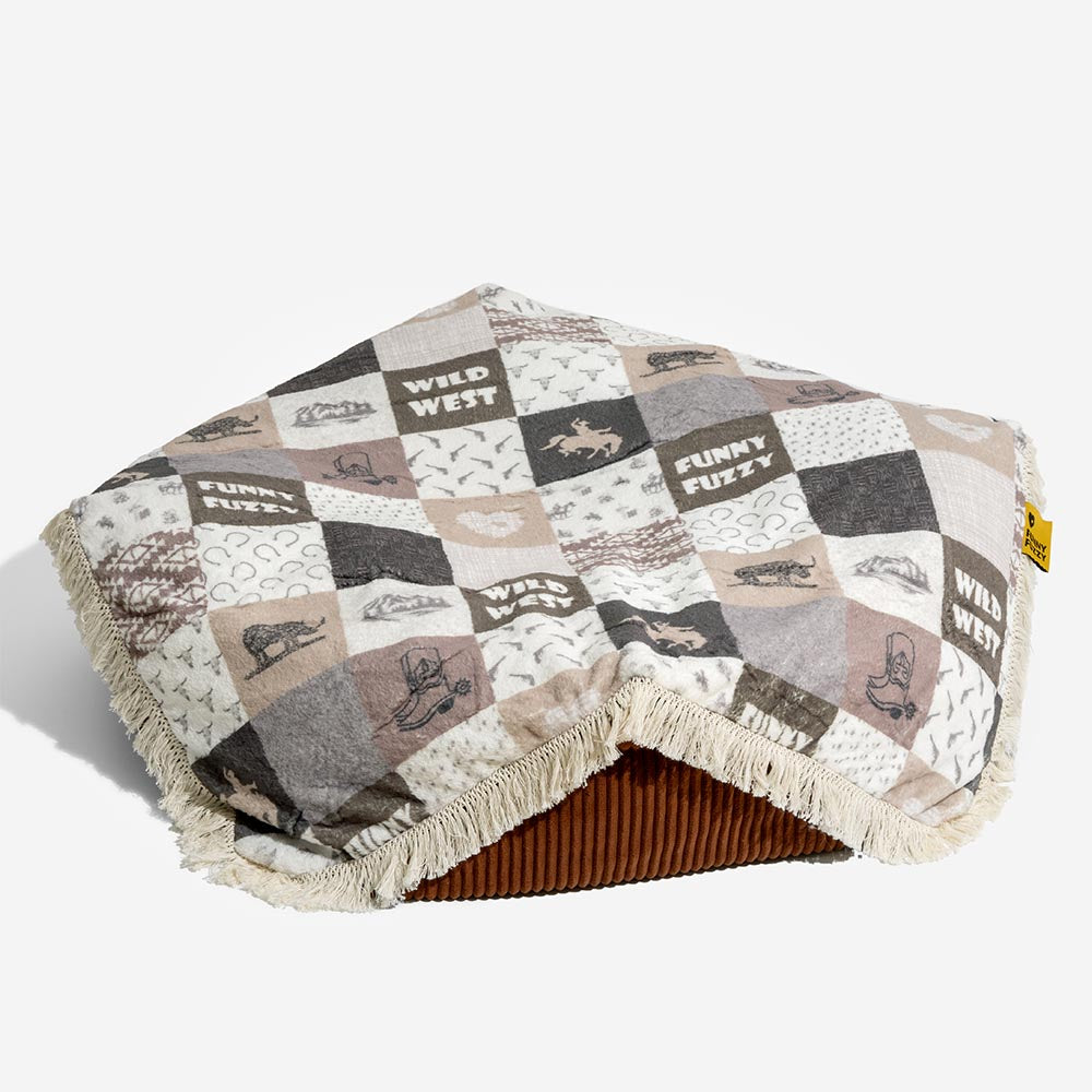 Waschbares Beruhigendes Rundes Hundebett im Boho-Vintage-Stil mit Quasten - Hunter Night