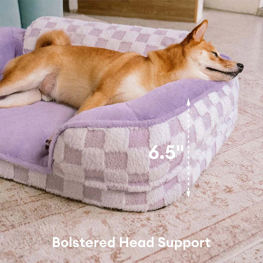 Karierter Flauschiger Warmer Waschbarer Orthopädischer Hundebolsterbett – CloudNooki