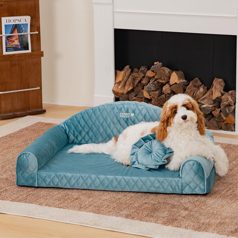 Rosa Gemütliches Hundesofa mit Nackenrolle - Prinzessin Lord