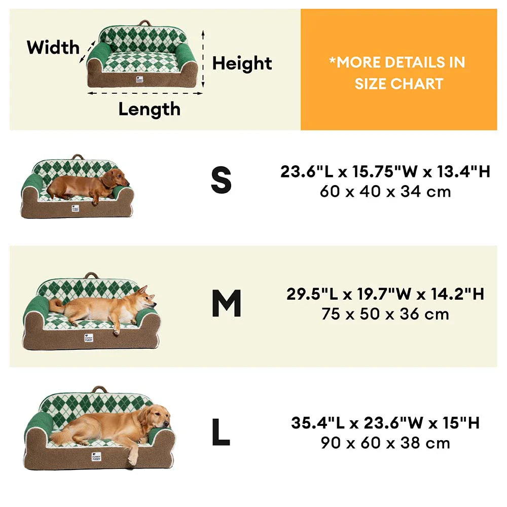 Orthopädisches Sherpa-Sofabett für Hunde und Katzen mit Diamantmuster – Farbe Kakaokiefer