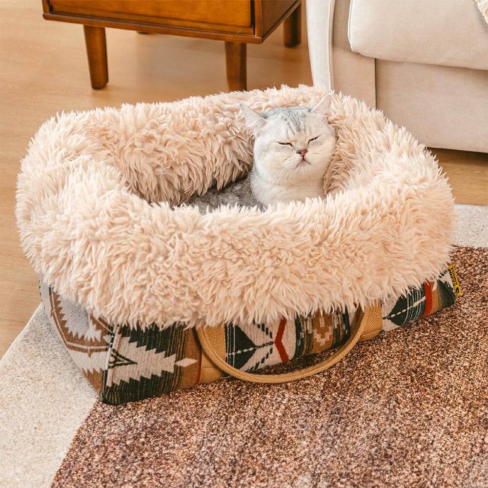 Großer Wendbarer Ganzjahres-Haustierträger und Kuschelschlafsack für Hunde im Indie-Boho-Stil – Wondernap