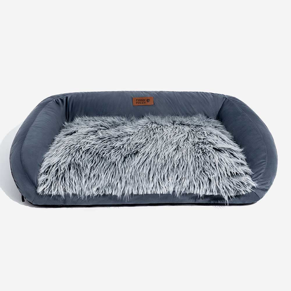 Großes Waschbares Flauschiges Gemütliches Nackenkissen für Hundeschlafsofa Denim-Cowboy