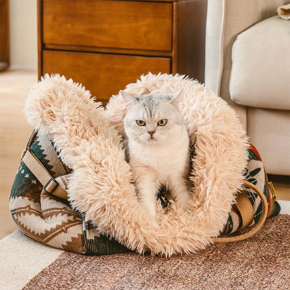 Großer Wendbarer Ganzjahres-Haustierträger und Kuschelschlafsack für Hunde im Indie-Boho-Stil – Wondernap