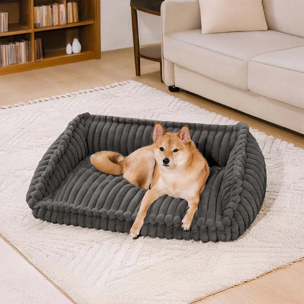 Orthopädisches Plüsch-Hundesofa mit abnehmbarem Keilpolster – CozySlope