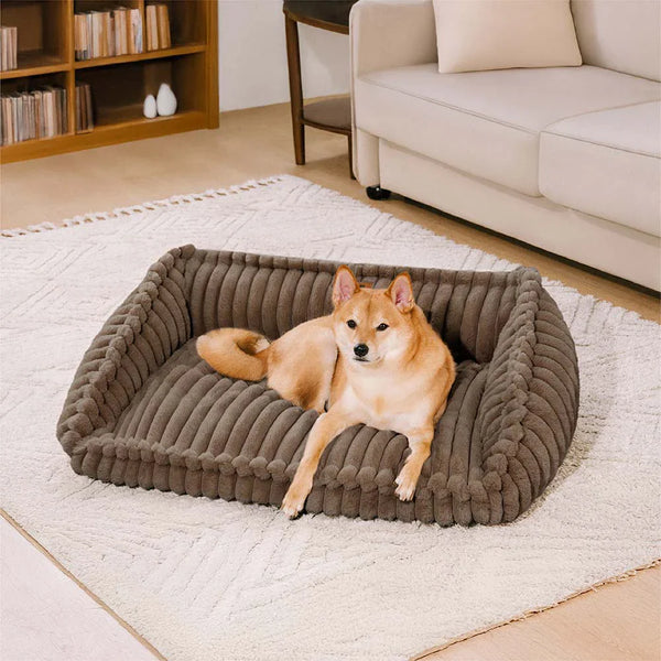 Orthopädisches Plüsch-Hundesofa mit abnehmbarem Keilpolster – CozySlope