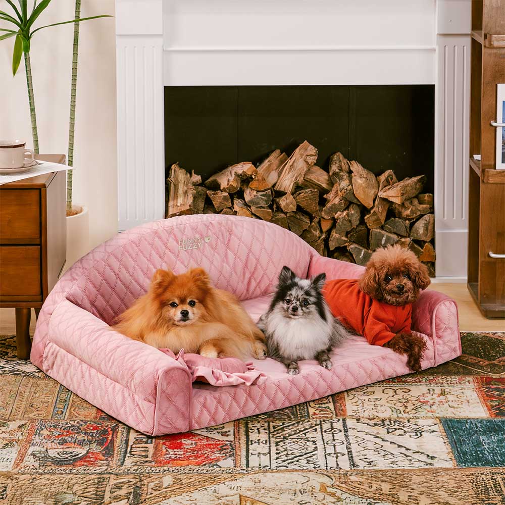 Rosa Gemütliches Hundesofa mit Nackenrolle - Prinzessin Lord