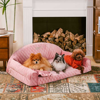 Rosa Gemütliches Hundesofa mit Nackenrolle - Prinzessin Lord