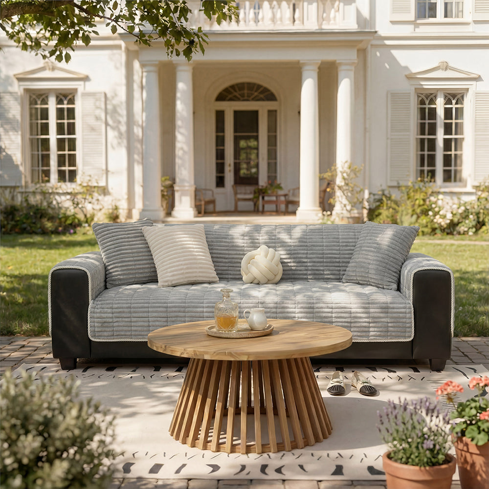 Einsitzer Bequemer Fleece Outdoor Sofa Schutzhülle Rutschfeste Couchbezug