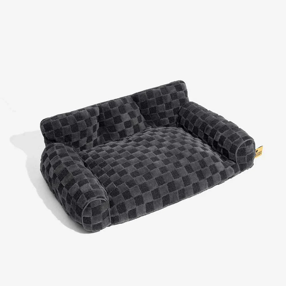 Kariertes, flauschiges, abnehmbares orthopädisches Hundekissenbett – CozyNest