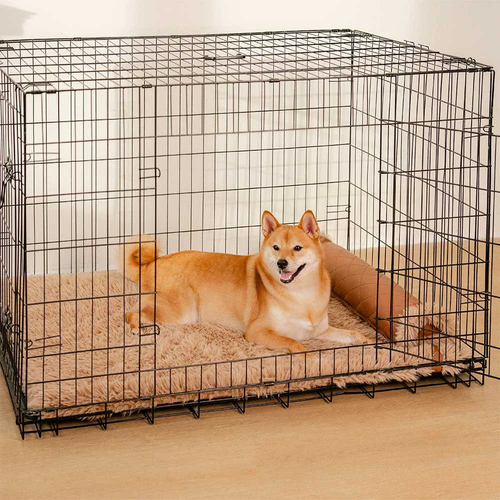 Orthopädische Hundematte, zweiseitig aus Kunstleder und Plüsch, mit herausnehmbarem Schaumstoff und Kissen