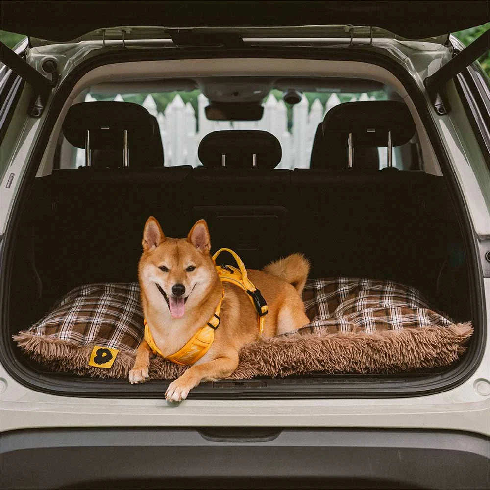 Doppelseitige Plüsch-Hundematte mit Karomuster